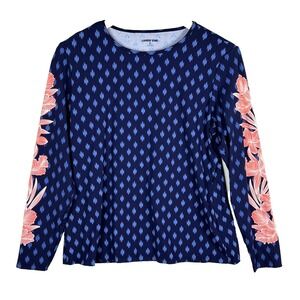 Lands End Women Long Sleeve Rash Guard Swim Top Sz M 10-12 Sun Protection Beach